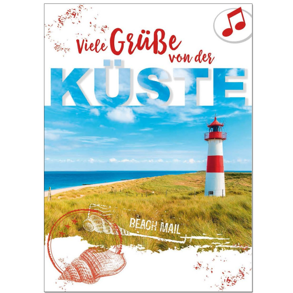 Allgemeine Wünsche - Soundkarte A5 im Format 14,8 x 21 cm - „Viele Grüße von der Küste“
