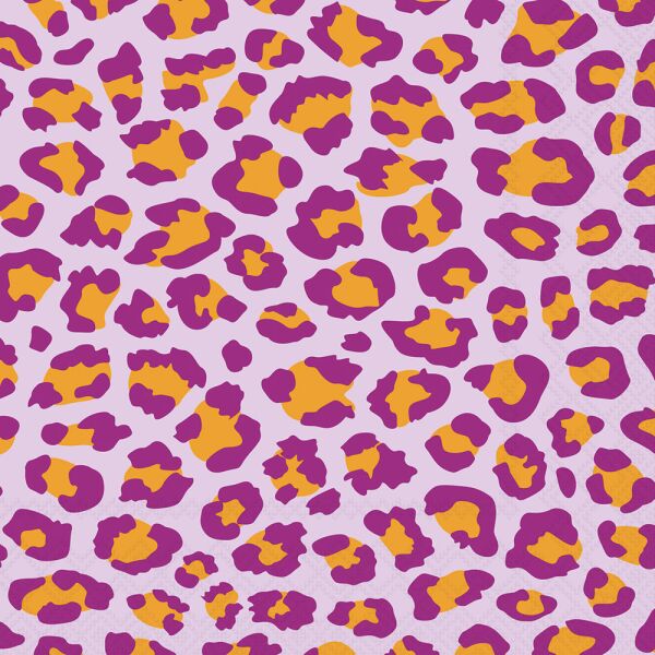 Servietten Lunch 33x33cm 3-lagig 20 Stück Leopardenmuster lila Ambiente-Servietten