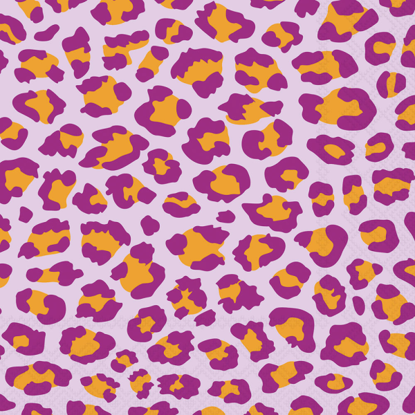 Servietten Lunch 33x33cm 3-lagig 20 Stück Leopardenmuster lila Ambiente-Servietten