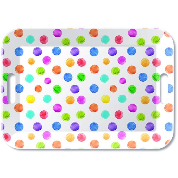 Serviertablett Tray Melamine 33x47 cm Polka dots weiß