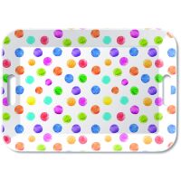 Serviertablett Tray Melamine 33x47 cm Polka dots weiß