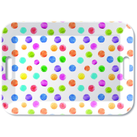 Serviertablett Tray Melamine 33x47 cm Polka dots weiß