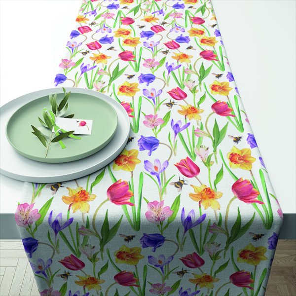 Tischläufer 40x150 cm Blumen Bienen Tulpen Ambiente Tischdeckenläufer