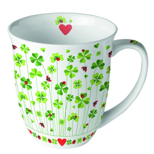 Becher 0,4L Ø 10cm Höhe 10,5 cm Good luck Kleeblätter Marienkäfer