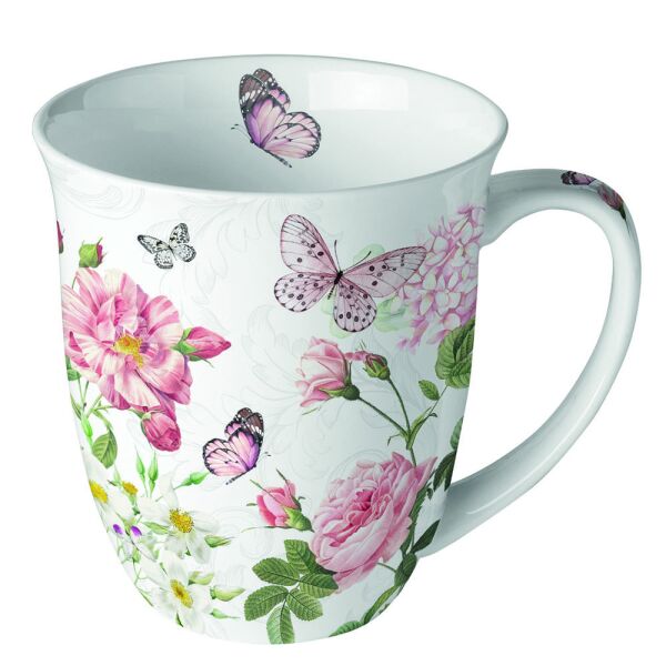 Becher 0,4L Ø 10cm Höhe 10,5 cm Amelia weiß Schmetterlinge