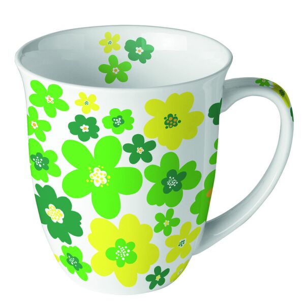 Becher 0,4L Ø 10cm Höhe 10,5 cm Flower power grün
