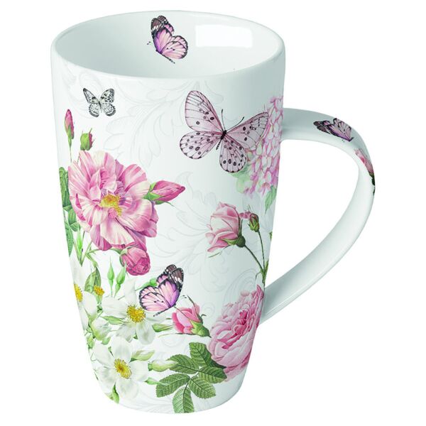 Becher 0,6L Ø 9cm Höhe 15 cm Amelia weiß Schmetterlinge
