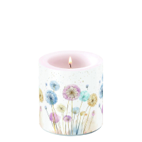 Kerze Ø 7,5cm Höhe 9 cm Pusteblumen