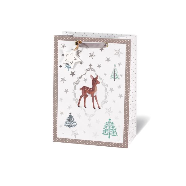 A Weihnachten  Geschenktasche A4-Format Bambi Sterne