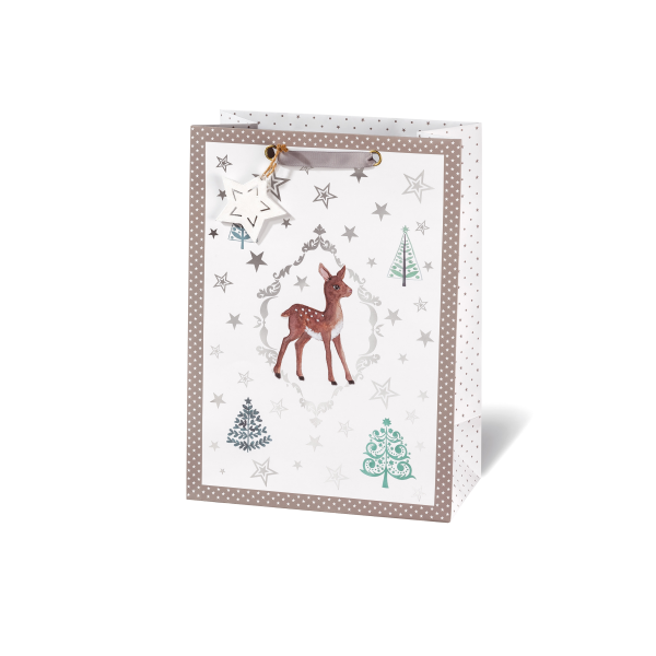 A Weihnachten  Geschenktasche A4-Format Bambi Sterne