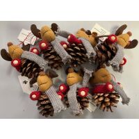 Weihnachtsdekoration 7 x Ech/Rentier auf Tannenzapfen zum...