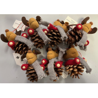 Weihnachtsdekoration 7 x Ech/Rentier auf Tannenzapfen zum...