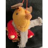 Weihnachtsdekoration 7 x Ech/Rentier auf Tannenzapfen zum...
