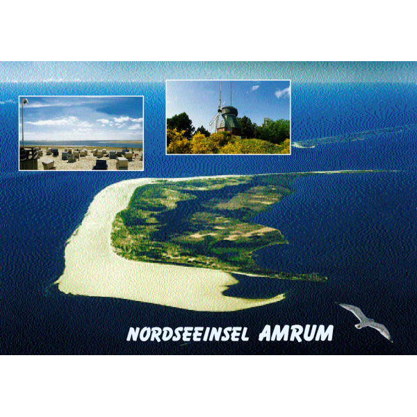 Insel Amrum Nordsee Postkarte Ansichtskarte Luftaufnahme mit Strand