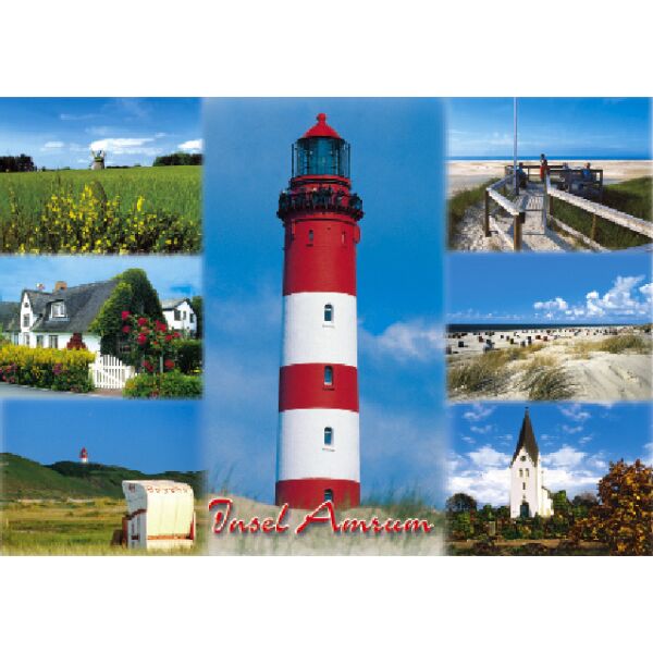 Nordseeinsel Amrum Postkarte Ansichtskarte Strand und Skyline