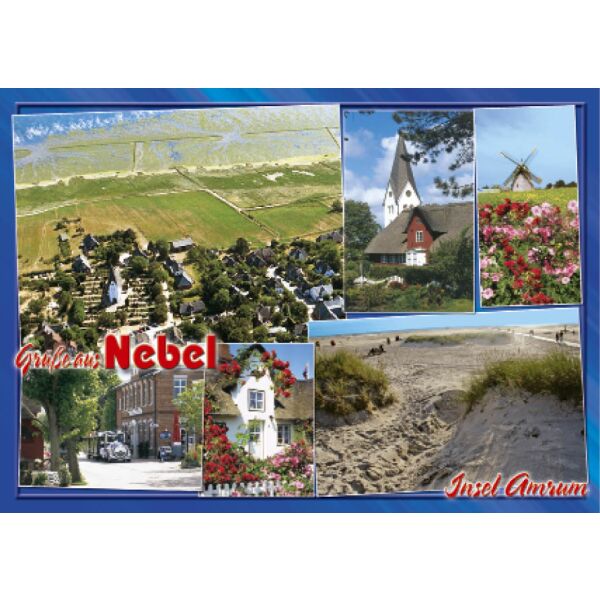 Insel Amrum Postkarte Ansichtskarte Grüße aus Nebel 6 Motive