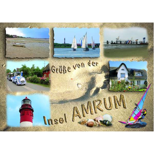 Insel Amrum Postkarte Ansichtskarte Fähre Surfer Boot