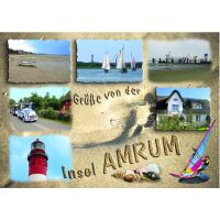 Insel Amrum Postkarte Ansichtskarte Fähre Surfer Boot