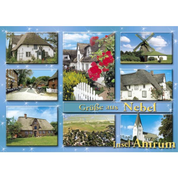 Insel Amrum Postkarte Ansichtskarte Grüße aus Nebel 8 Motive
