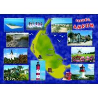 Insel Amrum Postkarte Ansichtskarte Landkarte mit Bildern