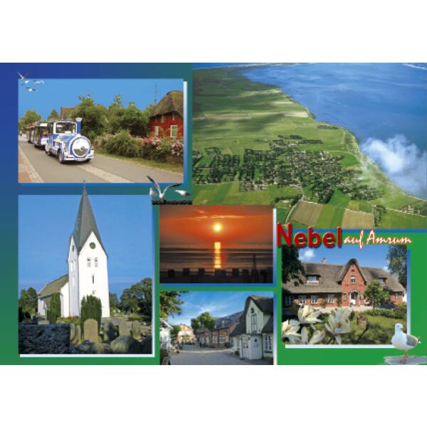 Insel Amrum Postkarte Ansichtskarte Sehenswürdigkeiten Sonnenuntergang