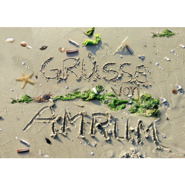 Insel Amrum Postkarte Ansichtskarte Grüße Amrum im Sand