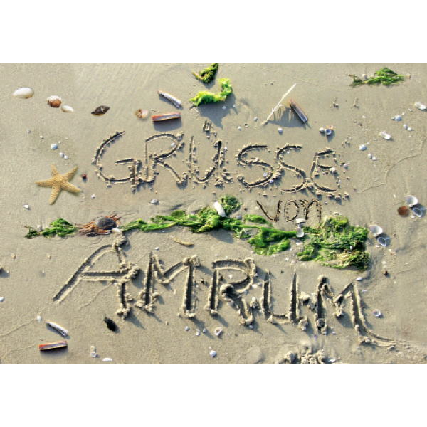 Insel Amrum Postkarte Ansichtskarte Grüße Amrum im Sand