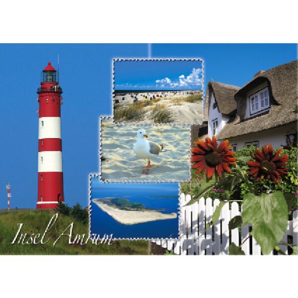 Insel Amrum Postkarte Ansichtskarte Briefmarken 5 Motive