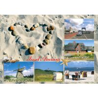 Insel Amrum Postkarte Ansichtskarte Steinherz im Sand
