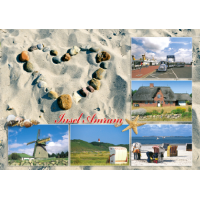 Insel Amrum Postkarte Ansichtskarte Steinherz im Sand