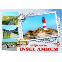 Insel Amrum Postkarte Ansichtskarte Leuchtturm Briefmarke