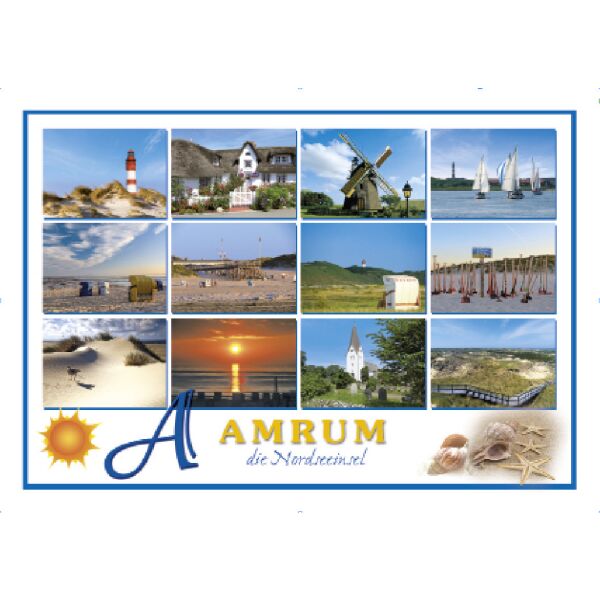 Insel Amrum Postkarte Ansichtskarte die Nordseeinsel 12 Bilder