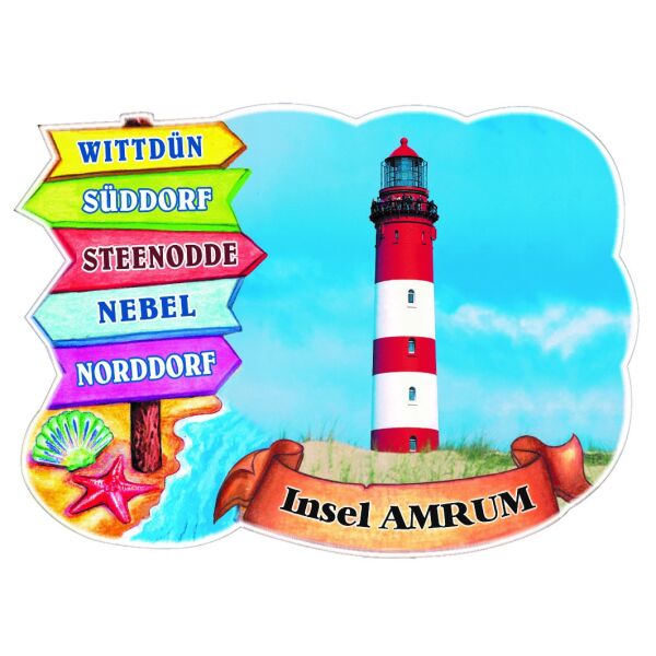 Insel Amrum Kühlschrankmagnete Wegweiser ABS Leuchtturm