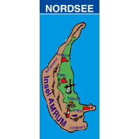 Insel Amrum Feuerzeuge Landkarte Leuchtturm Windmühle