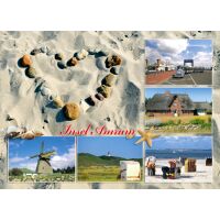 Insel Amrum Tischset Düne Leuchtturm Stein Herz im Sand