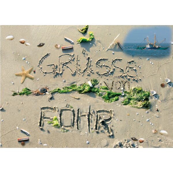 Insel Föhr Postkarten Grüße von Föhr im Sand