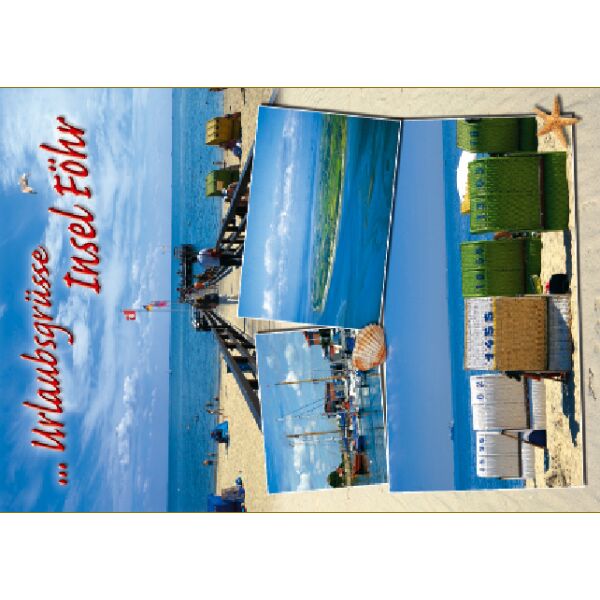 Insel Föhr Postkarten Urlaubsgrüße Strand Hafen Steeg