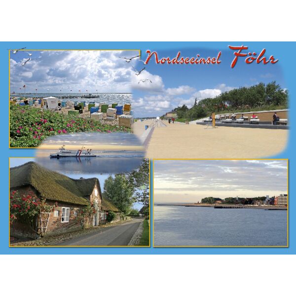 Insel Föhr Tischset Nordseeinsel Strand Promenade Luftaufnahme Fähre