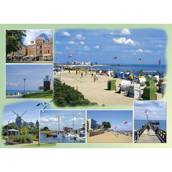 Insel Föhr Tischset Wyk auf Föhr Hafen Luftaufnahme Rathaus