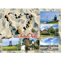 Insel Föhr Tischset Luftaufnahme Steinherz im Sand...