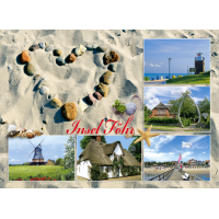 Insel Föhr Tischset Luftaufnahme Steinherz im Sand...