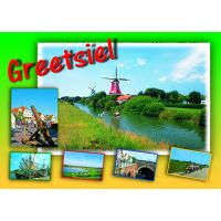 Greetsiel Postkarten Windmühlen Radfahrer Brücke