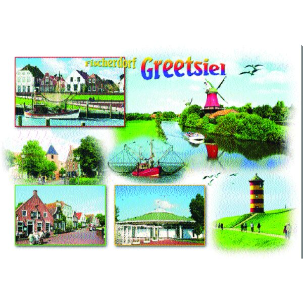 Greetsiel Postkarten Fischdorf Greetsiel Leuchtturm Windmühle