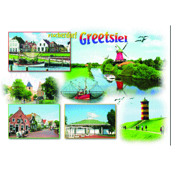 Greetsiel Postkarten Fischdorf Greetsiel Leuchtturm Windmühle