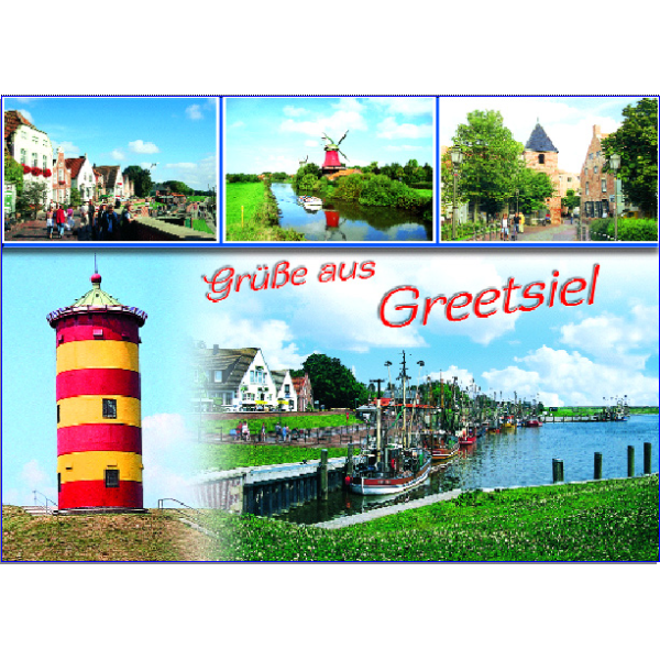 Greetsiel Postkarten Leuchtturm Grüße aus Greetsiel