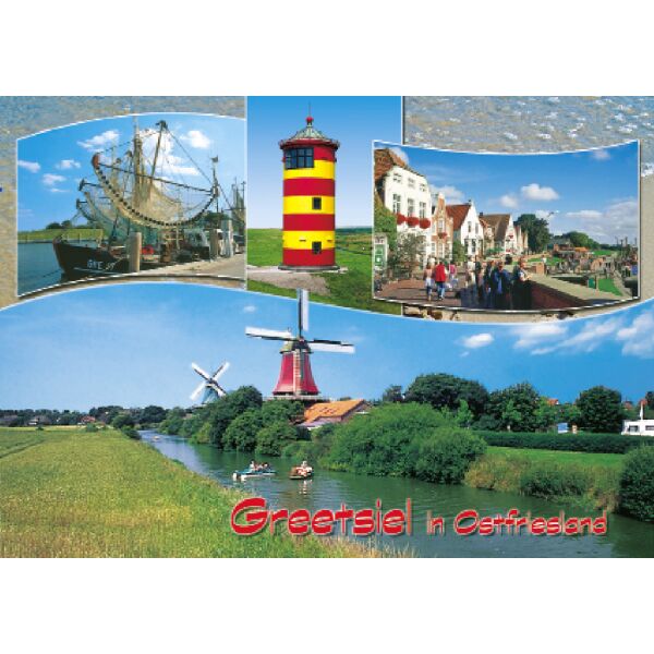 Greetsiel in Ostfriesland Postkarten Hafen Leuchtturm Windmühlen