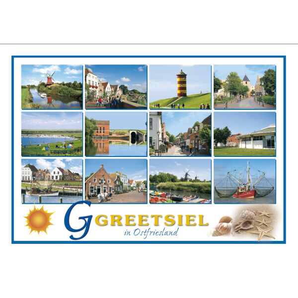 Greetsiel Postkarten Muscheln Seesterne Leuchtturm Hafen