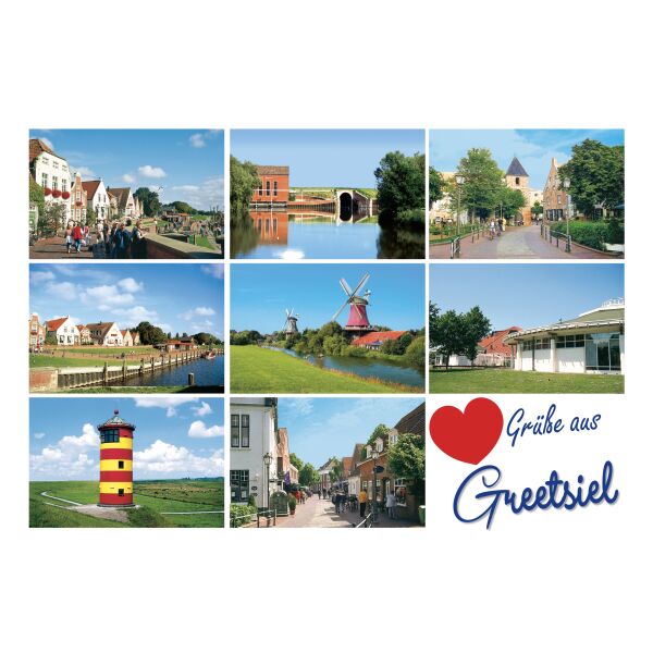Greetsiel Postkarten Herz Grüße aus Greetsiel Windmühlen