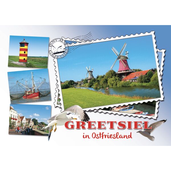 Greetsiel in Ostfriesland Postkarten Windmühlen Leuchtturm