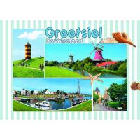 Greetsiel in Ostfriesland Postkarten Muscheln Leuchtturm